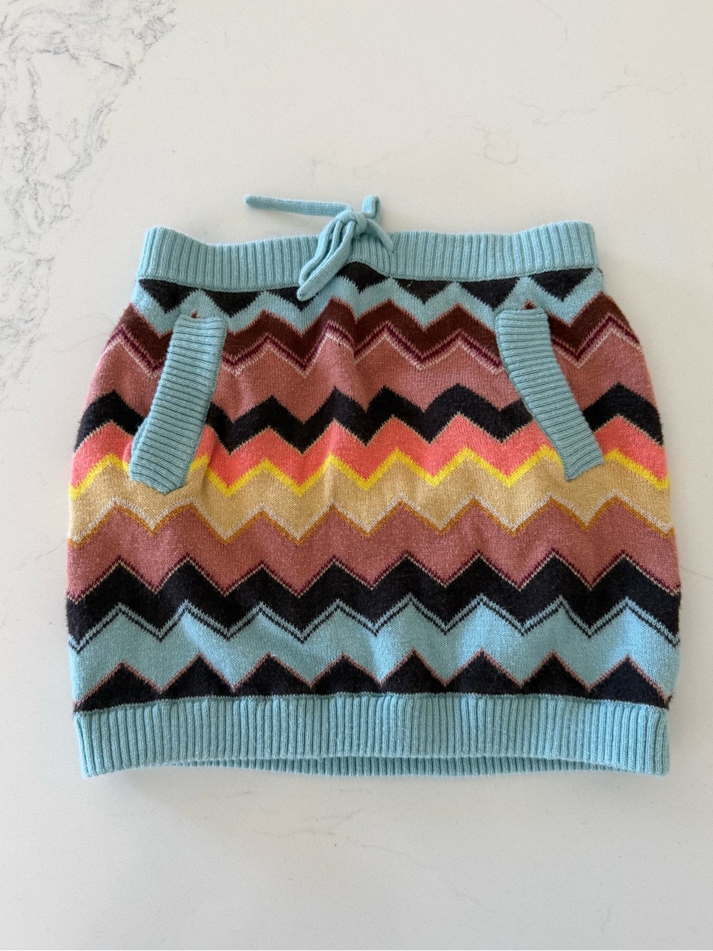 Girls Missoni Chevron Knit Mini Skirt in Light Blue